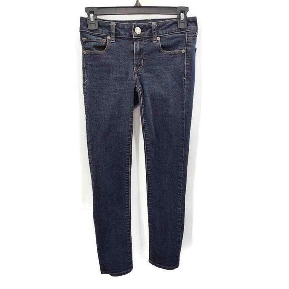 American Eagle super stretch dark wash ankle skinnies in size 0 - Picture 1 of 4